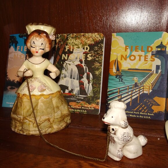 Vintage Ceramic Women & Poodle Figurine Southern Belle antique lady walking dog - Picture 9 of 11